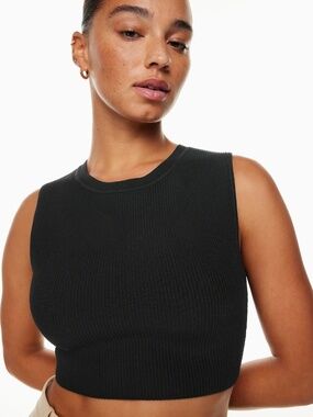 Baboon Sculpt Knit Muscle Cropped Tank - Black